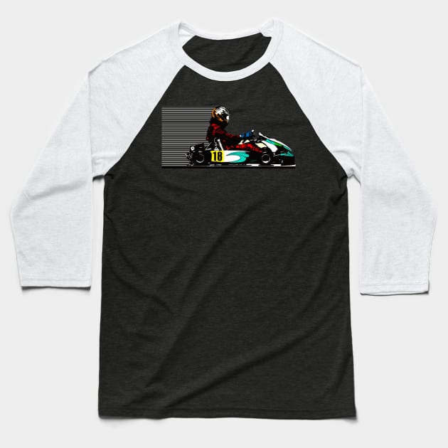 Go Kart Racer in Motion Baseball T-Shirt by Markyartshop